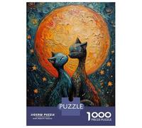 Rompecabezas para Adolescentes De 1000 Piezas Cat Love Under The Moon Rompecabezas Juego De Ingenio Análisis Y Lógica Actividades Divertidas En Casa 70x50cm/1000pcs