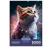 Rompecabezas para Adolescentes De 1000 Piezas Cat Rainbow Bright Rompecabezas para Adultos Juego Práctico Una Obra De Arte Cumpleaños 38x26cm/1000pcs