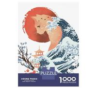 Rompecabezas para Adolescentes De 1000 Piezas Cat Wave Japanese Rompecabezas para Adultos Juguete Decoración De Pared Carrera De Velocidad Manual Desafío Educativo 52x38cm/1000pcs