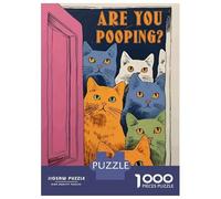 Rompecabezas para Adolescentes De 1000 Piezas Cats Asking Are You Pooping Rompecabezas para Adultos Juego Práctico Pero Divertido Y Humorístico Regalo De Cumpleaños, Regalos, 70x50cm/1000pcs