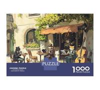 Rompecabezas para Adolescentes De 1000 Piezas Cats Playing Jazz in Paris Rompecabezas para Adultos Juego De Ingenio Decoración De Pared Regalos para Reducir El Estrés 38x26cm/1000pcs