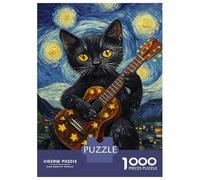 Rompecabezas para Adolescentes De 1000 Piezas Cat'S Starry Night Serenade Rompecabezas para Adultos Juego De Ingenio para Mejorar La Memoria Actividades Divertidas En Casa 70x50cm/1000pcs