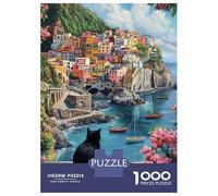Rompecabezas para Adolescentes De 1000 Piezas Cat'S View of Coastal Town Rompecabezas para Adolescentes Juegos Relajantes para La Diversión Familiar Juego Desafiante Regalos 70x50cm/1000pcs