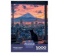 Rompecabezas para Adolescentes De 1000 Piezas Cat'S View of Mount Fuji-4 Rompecabezas para Adultos Juego De Ingenio Una Obra De Arte Actividades Divertidas En Casa 70x50cm/1000pcs