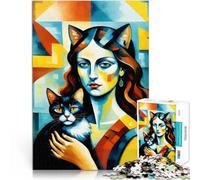 Rompecabezas para Adolescentes de 1000 Piezas Catwoman con Retrato de Gato Juego Intelectual Trato como Regalo para Toda la Familia 38x26cm