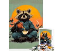 Rompecabezas para Adolescentes de 1000 Piezas Ceremonia del té del Mapache Zen Juegos educativos Juguete de Montaje decoración de Pared para Mejorar el Amor Entre Parejas (50x75cm)