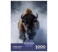 Rompecabezas para Adolescentes De 1000 Piezas Charging Bison in Snow Rompecabezas para Adultos Juguetes De Bricolaje Una Obra De Arte Diversión En Casa Actividades, 52x38cm/1000pcs