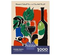 Rompecabezas para Adolescentes De 1000 Piezas Cheers! Wine and Fruits Still Life Rompecabezas para Adultos Juegos De Relajación Decoración Juego Desafiante Regalos 38x26cm/1000pcs
