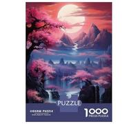 Rompecabezas para Adolescentes De 1000 Piezas Cherry Blossom Moonlit Landscape Rompecabezas Juegos Relajantes Difícil Difícil Diversión Actividades En Casa, 52x38cm/1000pcs