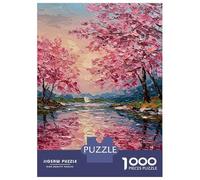 Rompecabezas para Adolescentes De 1000 Piezas Cherry Blossom River Oil Painting Rompecabezas para Adultos Juguete Decoración De Pared Corte De Precisión para Cumpleaños, Navidad 38x26cm/1000pcs