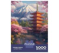 Rompecabezas para Adolescentes De 1000 Piezas Cherry Blossoms and Pagoda Beauty Rompecabezas para Adultos Juego De Ingenio Una Obra De Arte Actividades Divertidas En Casa 52x38cm/1000pcs