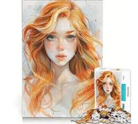 Rompecabezas para Adolescentes de 1000 Piezas: Chica Anime con Cabello Rubio, Juegos educativos, decoración, colección de Artistas, Bellas Artes 38x52cm