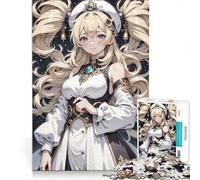 Rompecabezas para Adolescentes de 1000 Piezas: Chica Anime con Cabello Rubio, Juegos relajantes, análisis y lógica, Que mejoran el Amor Entre Parejas 50x75cm