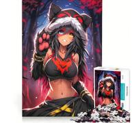 Rompecabezas para Adolescentes de 1000 Piezas: Chica Anime con Capucha de Oso en el Bosque, Juegos relajantes, difíciles y desafiantes, Cada Pieza es única 38x52cm