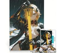 Rompecabezas para Adolescentes de 1000 Piezas: Chica Anime con Espada bajo la Lluvia, Juego Imposible, decoración para el hogar, colección de Artistas, Bellas Artes 50x75cm