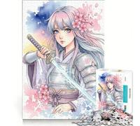 Rompecabezas para Adolescentes de 1000 Piezas: Chica Anime con Espada, Juegos relajantes, difíciles y desafiantes, Cada Pieza es única 38x52cm