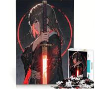 Rompecabezas para Adolescentes de 1000 Piezas: Chica Anime con Katana Brillante, Juegos Divertidos, Entrena tu Cerebro y Tus Manos, Ideal para Decorar tu Escritorio 38x52cm