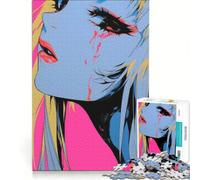 Rompecabezas para Adolescentes de 1000 Piezas: Chica Anime con lágrimas de Sangre, Juego de ingenio, desafiante de completar, Regalo para Amigos y Familiares 38x26cm