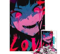 Rompecabezas para Adolescentes de 1000 Piezas Chica Anime con lágrimas sangrientas Juegos relajantes y adictivos Juguetes para Cultivar la Paciencia Regalos de cumpleaños para la diversión Familiar