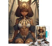 Rompecabezas para Adolescentes de 1000 Piezas Chica Anime con Tocado de Gato Egipcio Juguetes adictivos para Cultivar la Paciencia Juego de ingenio Decoración Perfecta Regalo Divertido (50x75cm)
