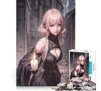 Rompecabezas para Adolescentes de 1000 Piezas: Chica Anime con Vela en un callejón, Juegos relajantes, difíciles y desafiantes, Cada Pieza es única 38x52cm