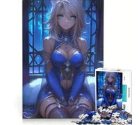 Rompecabezas para Adolescentes de 1000 Piezas: Chica Anime con Vestido Azul, Juegos relajantes, difíciles y desafiantes, Cada Pieza es única 50x75cm