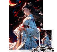 Rompecabezas para Adolescentes de 1000 Piezas Chica Anime en Kimono con dragón Rompecabezas de 1000 Piezas para ejercitar la Mente Gran Regalo para Juegos educativos y de Aprendizaje (38x26cm)