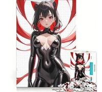 Rompecabezas para Adolescentes de 1000 Piezas Chica Anime Sexy con Traje Negro - Colección Serie Roja Juguetes antiestrés dificultad Alta Ideal para Decorar el Escritorio 38x52cm