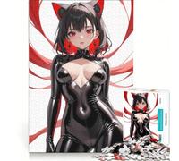 Rompecabezas para Adolescentes de 1000 Piezas Chica Anime Sexy con Traje Negro - Colección Serie Roja Juego de ingenio Actividades Divertidas para Hacer en casa Regalos para Mujeres 50x75cm
