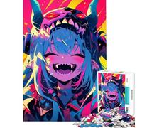 Rompecabezas para Adolescentes de 1000 Piezas Chica Anime Sonriente con máscara de Demonio Un Reto para completar Regalo de cumpleaños Juegos educativos para Mayores de 14 años Juego de Rompecabezas