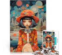 Rompecabezas para Adolescentes de 1000 Piezas Chica con Sombrero Floral Junto al Agua Desafiante Difícil Gran Regalo 75x50cm