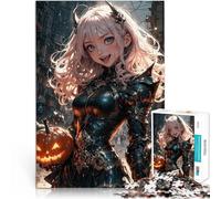 Rompecabezas para Adolescentes de 1000 Piezas Chica de Anime con Calabaza desafío Educativo Juguetes de decoración del hogar 38x26cm