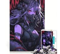 Rompecabezas para Adolescentes de 1000 Piezas: Chica de Anime Cyberpunk con Guitarra, Juguete Educativo, Mejora la Memoria, con póster y Hoja de Preguntas a Juego 38x52cm