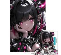 Rompecabezas para Adolescentes de 1000 Piezas Chica Demonio Anime con Detalles Rosas Juegos relajantes Juguetes educativos Regalos de Amigo Invisible Corte de precisión (Tamaño 38x26cm)