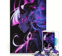 Rompecabezas para Adolescentes de 1000 Piezas: Chica Demonio con Cabello Rosa y Azul, Juegos relajantes, decoración del hogar, Ideal para Decorar el Escritorio 38x52cm
