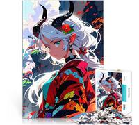 Rompecabezas para Adolescentes de 1000 Piezas Chica Demonio de Anime en Kimono desafío Educativo Decoración del hogar 52x38cm