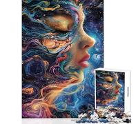 Rompecabezas para Adolescentes de 1000 Piezas Chica en un Mundo Abstracto cósmico Juegos relajantes para la decoración del hogar Juguetes DIY con póster y Hoja de Preguntas a Juego (38x52cm)