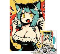 Rompecabezas para Adolescentes de 1000 Piezas Chica Gato Comiendo Onigiri Ayuda a ejercitar el Cerebro Desafío difícil Juego Familiar Apto para Mayores de 14 años (50x75cm)