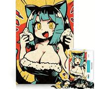 Rompecabezas para Adolescentes de 1000 Piezas Chica Gato Comiendo Onigiri,Corte preciso,Divertido,resolución de Problemas,diversión,relajación,Tiempo de diversión,decoración navideña (38x52cm)