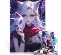 Rompecabezas para Adolescentes de 1000 Piezas Chica Linda con máscara de Zorro de Anime Juego Familiar para y Buen Regalo 38x26cm
