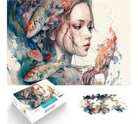 Rompecabezas para Adolescentes de 1000 Piezas Chica pez koi Desafío difícil para aliviar el estrés Regalo para cumpleaños 38x26cm
