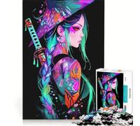 Rompecabezas para Adolescentes de 1000 Piezas Chica samurái neón mágica Juguete Educativo para la diversión Familiar para Fortalecer el Amor Entre Parejas 38x52cm