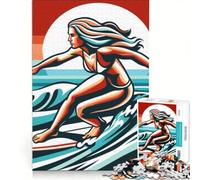 Rompecabezas para Adolescentes de 1000 Piezas Chica Surfista Estilo Pop Art Juego Interactivo Mejora la Memoria Regalo Ideal para Amigos y Familiares 50x75cm