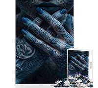 Rompecabezas para Adolescentes de 1000 Piezas Chica Tatuada Desnuda Azul Juguetes de Bricolaje Grandes Regalos y Juguetes Juegos Familiares para Mejorar el Amor en Pareja tamaño 50x75cm