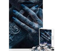 Rompecabezas para Adolescentes de 1000 Piezas Chica Tatuada Desnuda Azul Juguetes de Bricolaje Grandes Regalos y Juguetes Juegos Familiares para Mejorar el Amor en Pareja tamaño 38x52cm