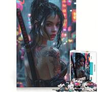 Rompecabezas para Adolescentes de 1000 Piezas Chica Yakuza Juegos educativos Decoración Colección de Artistas Bellas Artes 38x26cm