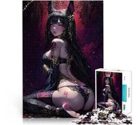 Rompecabezas para Adolescentes de 1000 Piezas Chica Zorra Negra Sexy Corte de precisión con Piezas de Formas aleatorias Que se entrelazan Completamente 52x38cm