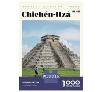 Rompecabezas para Adolescentes De 1000 Piezas Chichen Itza Pyramid Mexico Travel Art Rompecabezas Juegos Familiares Decoración Perfecta Cumpleaños Y Navidad 38x26cm/1000pcs