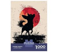 Rompecabezas para Adolescentes De 1000 Piezas Chihuahua Silhouette with Red Moon Rompecabezas para Adultos Juguete Decoración De Pared Carrera De Velocidad Manual Desafío Educativo 38x26cm/1000pcs