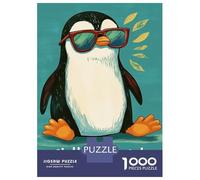 Rompecabezas Para Adolescentes De 1000 Piezas Chill Penguin with Sunglasses Illustration Rompecabezas Para Adultos Juguete Decoración De Pared Decoración Del Hogar Juego Desafiante Regalos 52x38cm/100